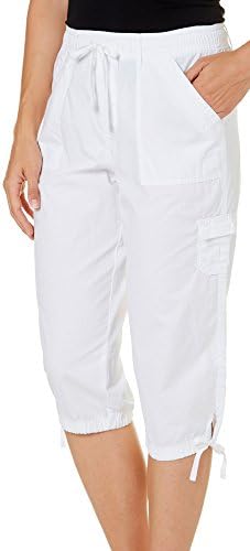 Erika Womens Drawstring Solid Capris Small Brihgt white