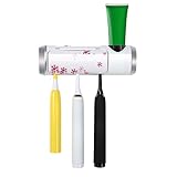 Ovonni Toothbrush Sterilizer UV Antibacterial Rechargeable Sanitizer Self-Adhesive or Wall Mounted Screw Fix Toothbrush Toothpaste Holder for 5 Toothbrushes