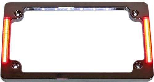 Custom Dynamics TF07-C License Plate Frame (Chrome Tri-Horizontal with Flush-Mount LEDs and LED Plate Illumination)