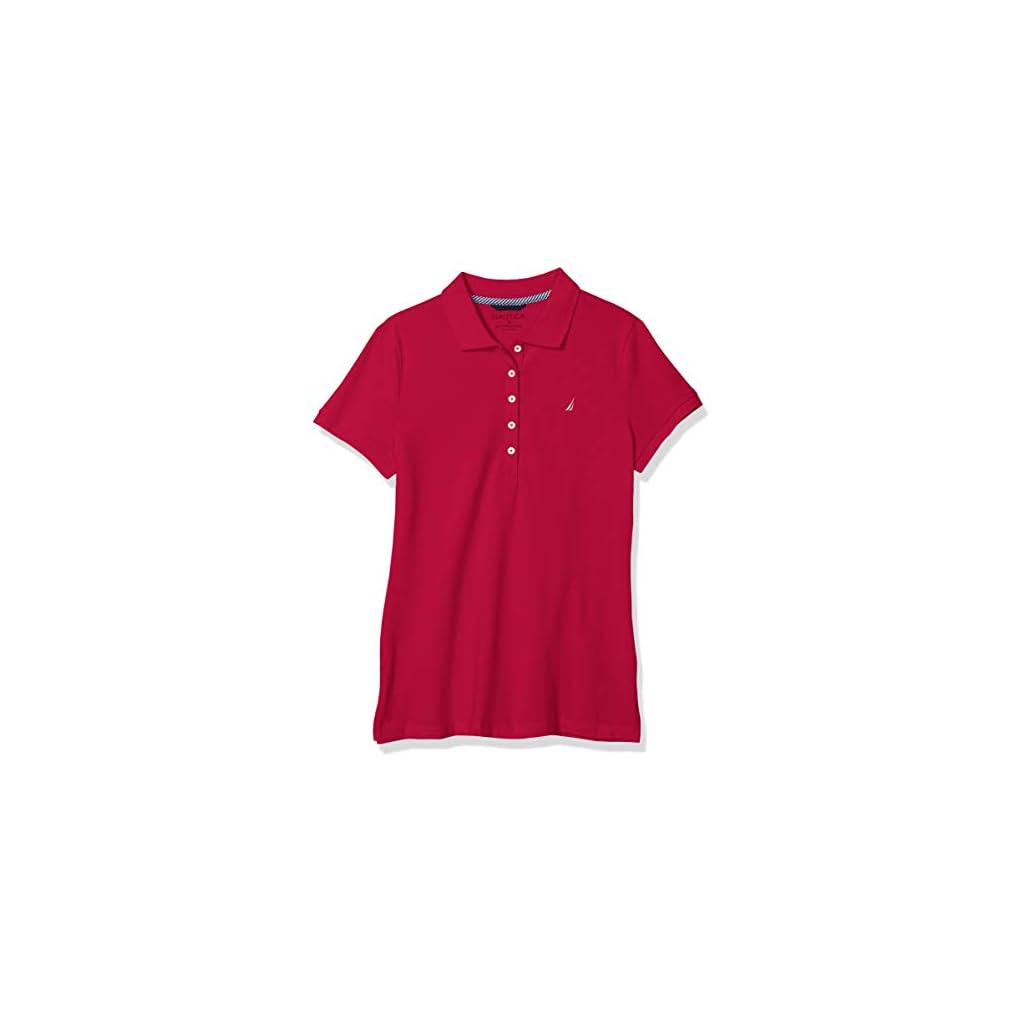 Nautica Women's 5Button Short Sleeve Breathable 100 Cotton Polo Shirt