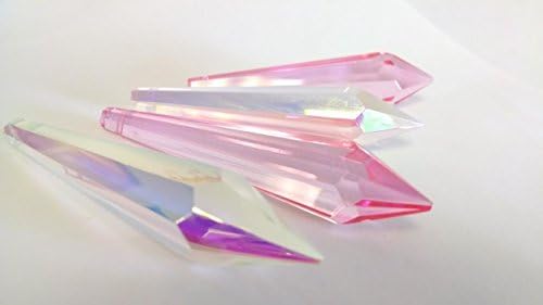 4 Pink and Iridescent Icicles Chandelier Crystal 80mm Prism