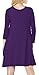 Women's Long Sleeve Pockets Casual Swing Plain T-shirt Dress A06_purple XL