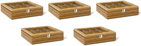 Bredemeijer Tea Box 12-compartments Bamboo whiteh Window, Brown (Fivе Расk)