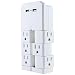 GE UltraPro USB Swivel Outlet Charging Station, 6 Outlets, 2 USB Ports, Outlets Rotate 90 Degrees, Mounting Screw, Power Indicator Light, Wall Tap Outlet Adapter, UL Listed, White, 37064