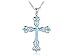 Alilang Silvery Tone Rhinestone Ornate Cross Pendant Necklace White Black Blue Green Pink