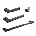 4-Piece Bathroom Hardware Set,Towel Bar Accessory Set Towel Hook Toilet Paper Holder Towel Ring Stainless Steel Wall Mounted, Black Painted