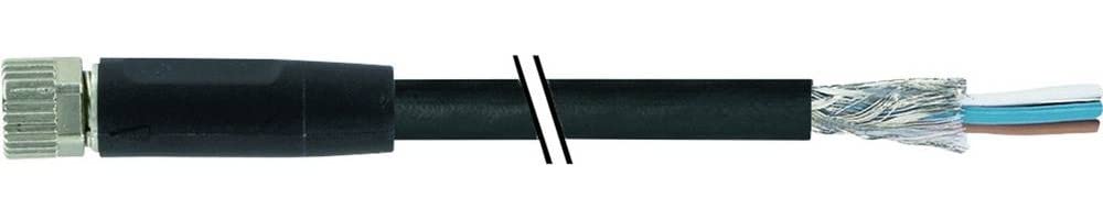 M8 socket 0° cable end, shielded.