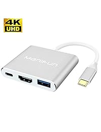 Manifun - Adaptador USB C a HDMI, USB 3.1 a HDMI 4 K USB 3.0 USB C, cable adaptador de puerto de carga compatible con MacBook, Chromebook Pixel, Samsung Galaxy S8 S9 Note 8 Note 9