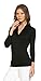 Women's 3/4 Sleeve Surplice Blouse Top - Cross over, Nursing, Maternity, Wrap, Casual (Large, Black)