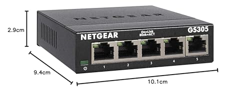NETGEAR GS305 LAN Switch 5 Port Netzwerk Switch (Plug-and-Play Gigabit Switch LAN Splitter, LAN Verteiler, Ethernet Hub lüfterlos, Robustes Metallgehäuse), Schwarz 8