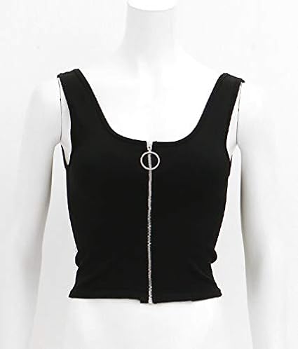 black zip up tank top