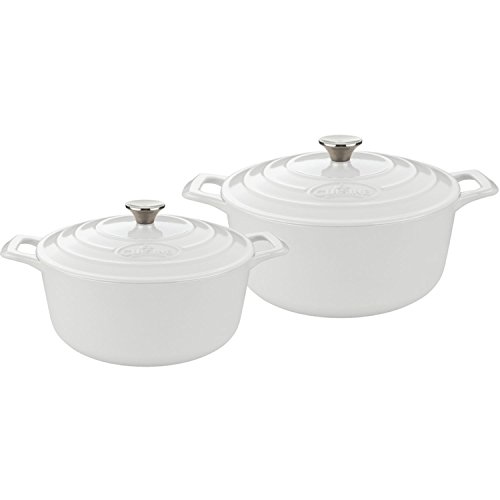 La Cuisine 4 Piece Enameled Cast Iron Covered Dutch Oven Set, White