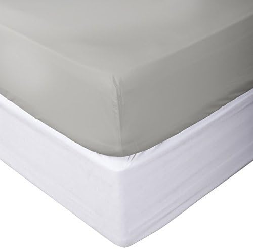 100% Egyptian Cotton Bedding Set 800 Thread Count Solid Fitted Sheet(Bottom Sheet Only) Queen Size Sateen Weave 15 inch Deep Pocket Light Grey Color