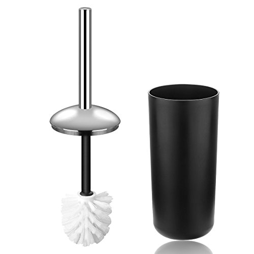 Zuvo 6 Pcs Plastic Bathroom Accessory Set Luxury Bath Accessories Bath Set Lotion Bottles, Toothbrush Holder, Tooth Mug, Soap Dish, Toilet Brush, Trash Can, Rubbish Bin (Black) - Thumbnail 2