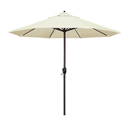 California Umbrella 9′ Round Aluminum Market Umbrella, Crank Lift, Auto Tilt, Bronze Pole, ...