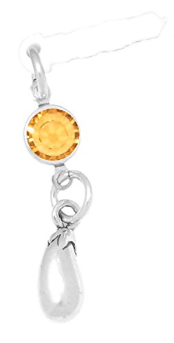 Clayvision Eggplant Garden Phone Charm Crystal Colored Crystal Topaz November White Plug