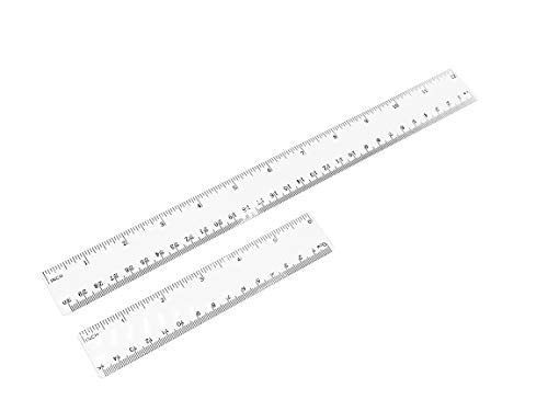 Clear Plastic Rulers 2 Pack 12- Inch 6- Inch Straight Ruler Measuring Tool for Classroom, Home, Office, Architecture, Sewing | 2 Scale cm & INCH - Thumbnail 7