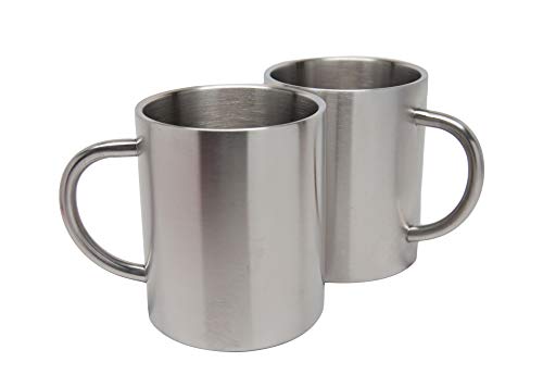 2 Pack Stainless Steel 15 Oz Double Walled Camping Cups 100% BPA Free Metal Mugs Outdoor Camp Cookware Military Surplus BBQ Hunting Accessories Bar BQ 4 Inch