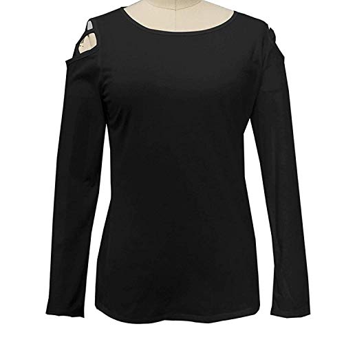Orangeskycn Fashion Womens Casual Lace Long Sleeve Pullover Crop O-Neck T-Shirt Blouse Tops (s Black, XL) - Thumbnail 2