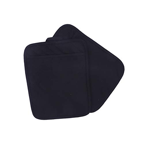 Anyi Oven Pot Holders with Pocket, 100% Cotton Oven Mitts Oven Pads with Feature of Heat Resistant Potholders Non Slip for Cooking Baking, Set of 3 (Black)