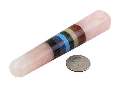 Big Rose Quartz & 7 Chakra Stone Message Wand, Charged Chakra Reiki Metaphysical Crystal therapy