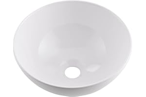 VASOYO 13"x13" Round Bathroom Sink Above Counter White Vessel Sink Porcelain Ceramic Bathroom Vessel Vanity Sink Art Basin