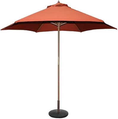 Amazon Com Tropishade 9 Ft Wood Market Umbrella With Rust Color Polyester Cover Patio Umbrellas Garden Outdoor