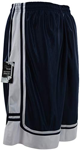 ChoiceApparel Mens Two Tone Training/Basketball Shorts with Pockets (S up to 4XL) (S, Zippered-Navy/White)