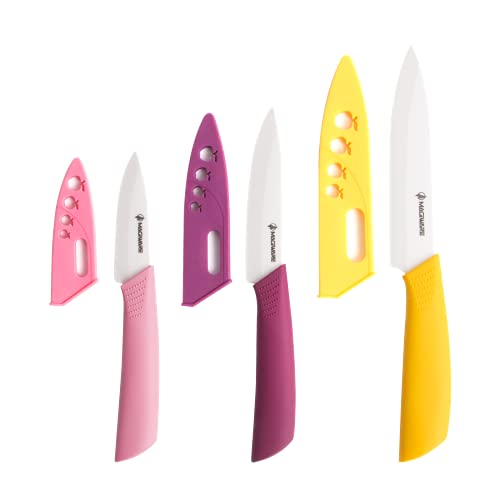 Magiware 6Piece Ceramic Paring Knife Set with SheathsSharp and