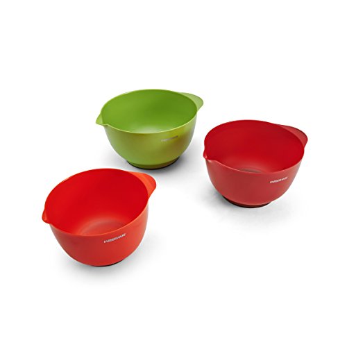 Farberware Professional Plastic Mixing Bowls, Set of 3, Orange/Red