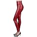 Sexy Faux Leather High Waisted Leggings (L (US 12-14), shiny red)