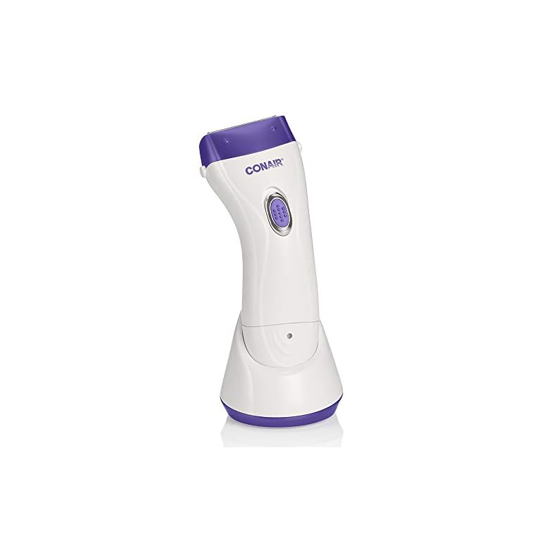 Conair Satiny Smooth Ladies Dual Foil Rechargeable Wet/Dry Shaver with Pop-up Trimmer, Purple/White