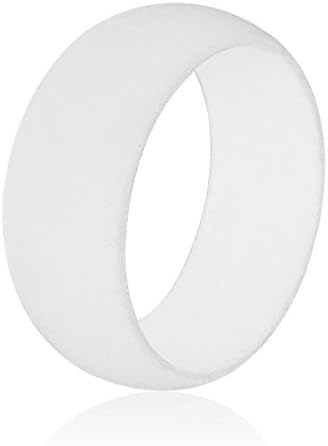 The Ultimate Silicone Wedding Ring For Sports People, Gym Users and Professional Athletes. Sweat proof. Scratch proof. Almost Indestructible (Size 8, White)