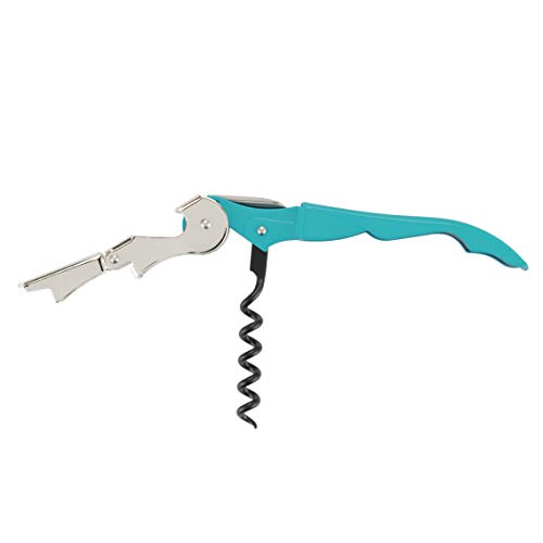 True TrueTap Teal Double Hinged Waiter’s Corkscrew, Stainless Steel