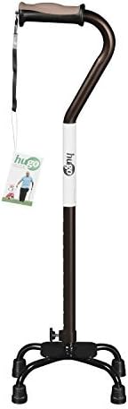 Hugo Mobility Adjustable Quad Cane for Right or Left Hand Use, Cocoa, Small Base by Hugo Mobility