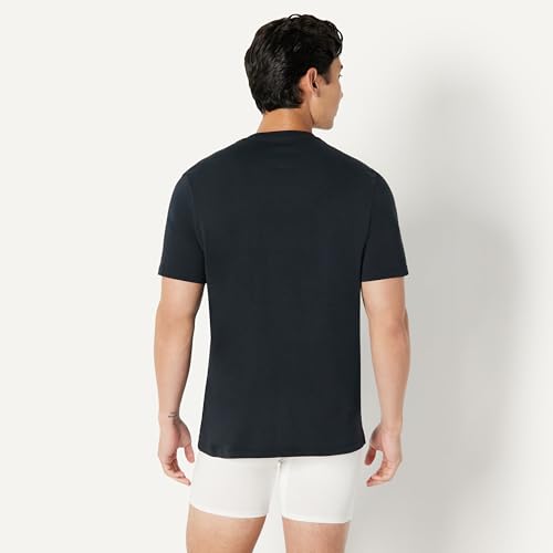 Hombre Cuello en V de manga corta de ajuste regular, Paquete de 6, Negro, M