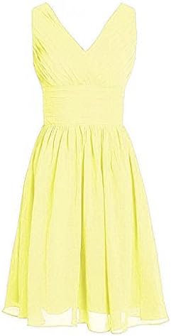 MyProm Women's Straps Short Chiffon Bridesmaid Dress Party Dress Yellow S