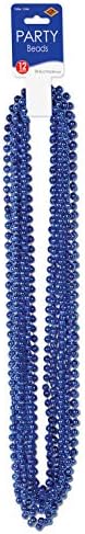One Dozen 33-Inch Long Blue Beaded Necklaces - Party Accessory (7Mm Beads)