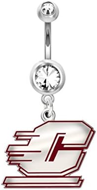 Central Michigan CMU Chippewas Belly Navel Ring in Color, Stainless Steel and Sterling Silver