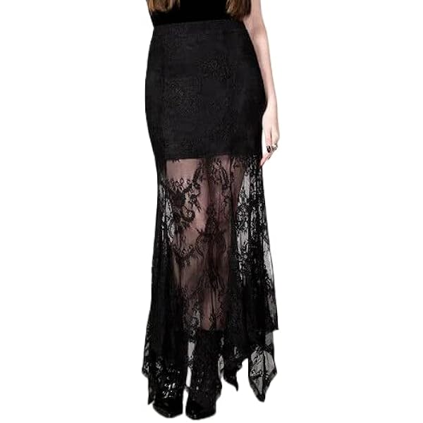 Killstar Rosa Lace Maxi Woman's Skirt Black Sheer Gothic