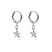 Women Girls Small Hoop Drop Earrings Star Moon Pearl Triangle Feather Dangle Earrings (Silver Star)