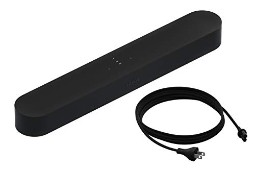 All-new Sonos Beam and Short Cable. Compact Smart TV Sound bar with Amazon Alexa voice control built-in. Wireless Sound System and Music Streaming for your home. (Black)