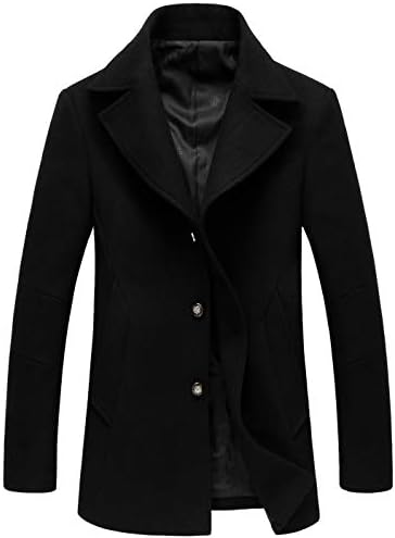 chouyatou Men's Winter Stylish Wool Blend Single Breasted Military
