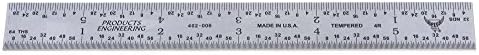 PEC Tools 262-006 6 Inch/MM USA Rigid Steel Rule, reads 32nds, 64ths, 1mm, 1/2mm. by PEC Tools