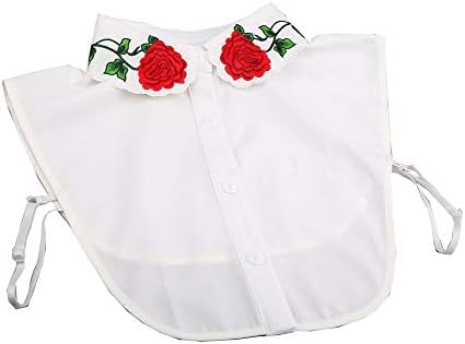 つけ襟 白 花の刺繍 ローズ おしゃれ 付け襟 シフォン 大好評です 丸襟 可愛い インナー襟 コーデ つけ衿 偽襟 つけえり ブラウス フォーマル 重ね着 カジュアル シャツ 付け衿 フェイク襟