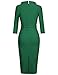 MUXXN Knee Length Dresses for Women Party Casual Vintage 1950 Style 3/4 Sleeves Bodycon Pencil Evening Dress Green L