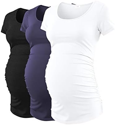 Peauty Maternity Shirt Side Ruched Tops Pregnancy Top Plus Size