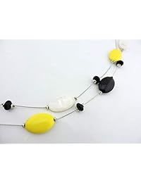 Firstmeet Collar con cuentas negras de color rojo con 2 capas