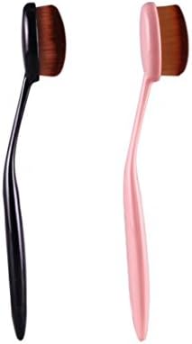 2PCS Oval Cosmetic Makeup Face Cream Powder Blush Makeup Tool Powder Blusher Concealer Brush,Toothbrush Curve Foundation Brush by BeautyMood (Black and Pink)