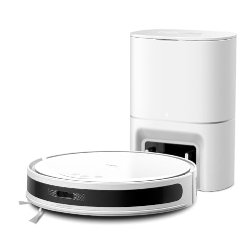 Aspirateur Robot Laveur 2 en 1 RV20Max Plus White, Vidage Automatique, Silencieux ultra fin, Ultra puissante de 5300Pa, Navigation LiDAR, Auto-Charge Autonomie 180min, Tapis et Poils d'animaux